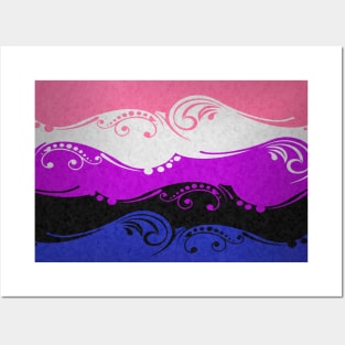 Fancy Swooped and Swirled Gender Fluid Pride Flag Background Posters and Art